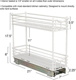 Household Essentials Narrow Sliding Cabinet Organizer Two Tier Organizer White 7in