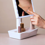 Fancii LED Lighted Large Vanity Makeup Mirror with 10X Magnifying Mirror - Dimmable Natural Light, Touch Screen, Dual Power, Adjustable Stand with Cosmetic Organizer (Gala)