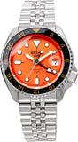 SEIKO SSK005 Men's 5 Sports Style GMT Model Automatic Mechanical Limited Edition Wristwatch, Made in Japan, Orange, Bracelet Type