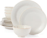 Lenox French Perle Groove 11Pcs Plate & Bowl Set, 23.05 LB, White