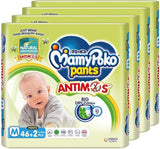 MamyPoko ANTIMOS™ Pants Baby Diapers, M, 6-12kg, 46+2 Pcs x 4 Packs [Carton]