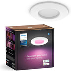 Philips Hue Smart Slim Recessed Light, 90 mm, White & Coloured Light, Bluetooth Compatible, Voice Control with Alexa, Apple Home & Google Assistant, White, Pack of 1