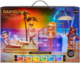 Rainbow High Color Change Pool & Beach Playset : 7-in-1 Light-Up-Multicolor Changing Pool, Adjustable Umbrella, and Pool Accessories. Fits 7 Fashion Dolls, Toy Gift for Kids Ages 6 7 8+ to 12