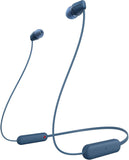 Sony WI-C100 Wireless In-ear Headphones - Up to 25 Hours of Battery Life - Water Resistant -Built-in Mic for Phone Calls - Voice Assistant Compatible - Reliable Bluetooth Connection - Blue