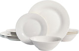Gibson Home Zen Buffet Round 12 Piece Porcelain Dinnerware Plates and Bowls Set, Scratch & Chip Resistant