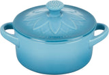 Le Creuset Stoneware Mini Round Cocotte With Flower Lid, 8oz, Caribbean