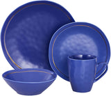 Stone Lain Clara Porcelain 16-Piece Round Dinnerware Set, Blue, Service For 4