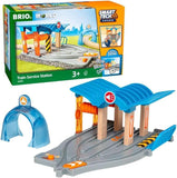 BRIO 33975 Train Service Station (Smart Tech Sound) - Kids Creative Building Toys and Wooden Toy Train Sets and Wooden Tracks FSC 100% Sustainable