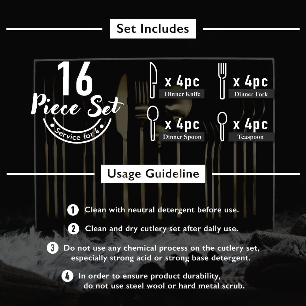 Table Matters  KN-6131- Cubic 16 Piece Stainless Steel Cutlery Set Matt Silver