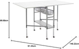 Sew Ready Hobby and Cutting Table - 58.75" W x 36.5" D White Arts and Crafts Table with 2 Mesh Storage Drawers, Silver/White