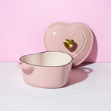 Paris Hilton Enameled Cast Iron Dutch Oven Heart-Shaped Pot with Lid, 2-Quart, Pink