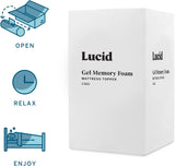 LUCID 4 Inch Gel Memory Foam Mattress Topper - Ventilated Design - Ultra Plush - Twin