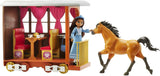 Mattel Spirit Untamed Lucky’s Train Home Playset, Train with Rolling Wheels Balcony, Dining Accessories, Lucky Doll (7-in), Spirit (Approx.8-in) & More