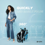 CYBEX Eezy S Twist +2 V2 Stroller, 360° Rotating Seat, Parent Facing or Forward Facing, One-Hand Recline, Compact Fold, Lightweight Travel Stroller, Stroller for Infants 6 Months+, Moon Black