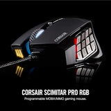 Corsair Scimitar Pro RGB - MMO Gaming Mouse - 16,000 DPI Optical Sensor - 12 Programmable Side Buttons - Black