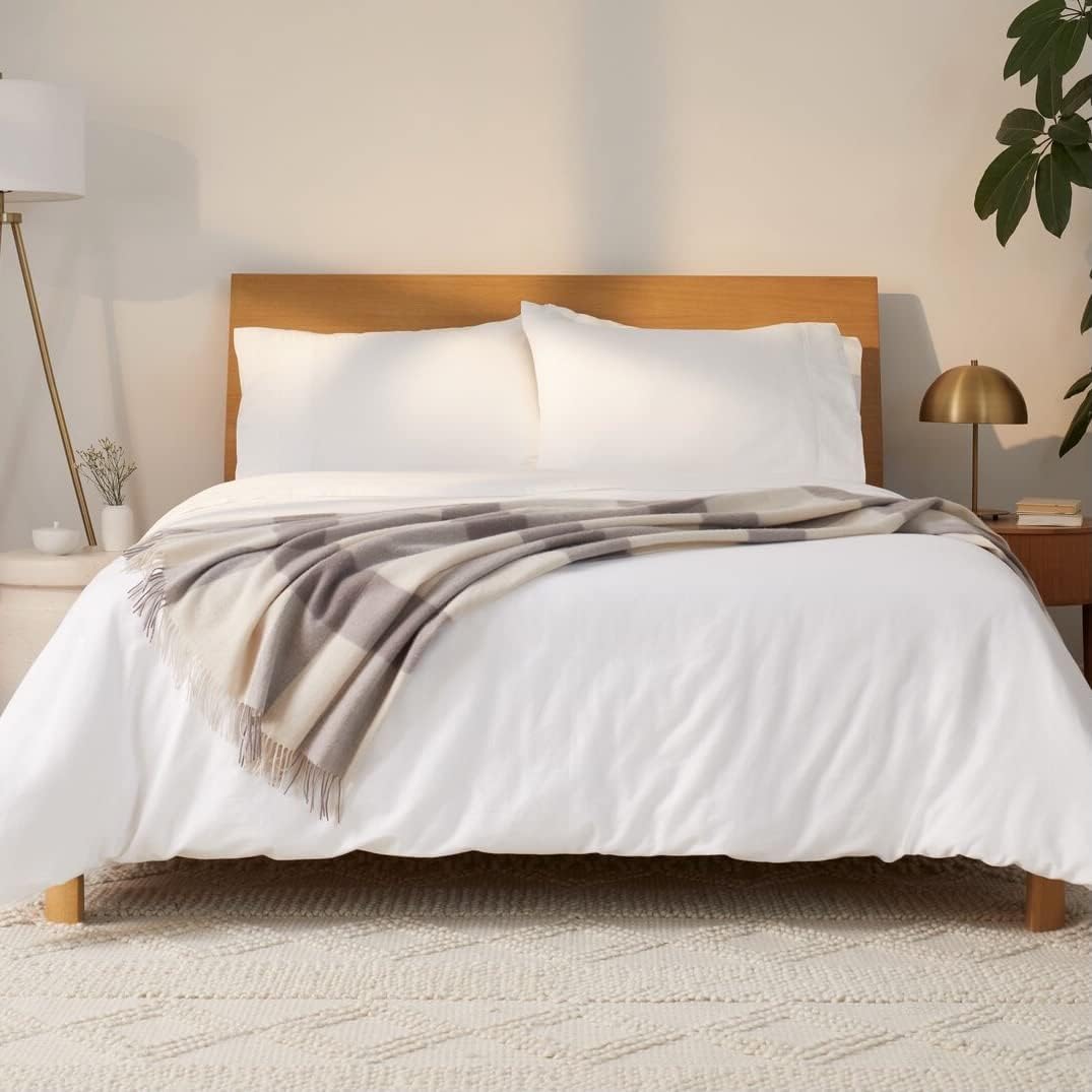 Casper Sleep Bold Plaid Throw Blanket, Oatmilk Main image