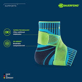 Bauerfeind Sports Ankle Support - Breathable Compression - Figure 8 Taping Strap - Air Knit Fabric for Breathability - Designed for Secure Fit and Maximum Freedom of Movement (Rivera, X-Small/Left)