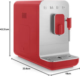 Smeg BCC02RDMUK Automatic Coffee Machine with Steam Wand, Red