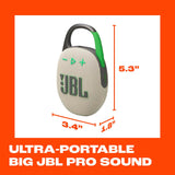 JBL Clip 5 - Ultra-Portable, Waterproof & Dustproof Bluetooth Speaker, Big Pro Sound with Punchy bass, Integrated Carabiner, Up to 12 Hours of Play, Made in Part with Recycled Materials Sand