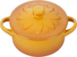 Le Creuset Stoneware Mini Round Cocotte with Flower Lid, 8oz, Nectar