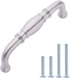 AmazonBasics Traditional Cabinet Handle 3.71 Length 3 Hole Center Satin Nickel 10-Pack