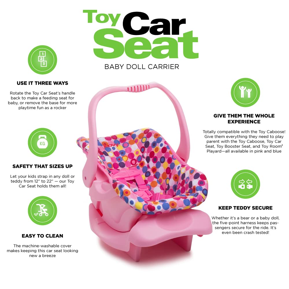  Joovy Toy Car Seat Baby Doll Carrier Featuring Crash-Tested  Latch System for Safety, Machine-Washable Cover for Easy Cleaning, and  Five-Point Harness - Fits Dolls 12” to 22”, Pink : Baby