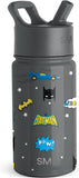 Simple Modern DC Comics Batman Kids Water Bottle with Straw Lid Reusable Insulated Stainless Steel Cup for School Summit Collection 14oz Batman POW