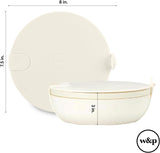 W&P Porter Ceramic Bowl Lunch Container w/Protective Non-slip Exterior, Cream 1 Liter | Lid & Snap-tight Silicone Strap | Food Storage, Bento Box, Meal Prep | BPA-Free Ceramic