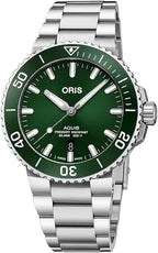 Oris 7730 Aquis Date Green Dial 43.5mm Steel Mens Watch