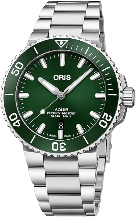 Oris 7730 Aquis Date Green Dial 43.5mm Steel Mens Watch