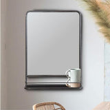 WALL MIRROR W/SHELF-METAL FRAMED CREATIVE COOP 199/BLACK