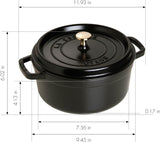 Staub Cast Iron Round Cocotte 4 Qt Black Matte