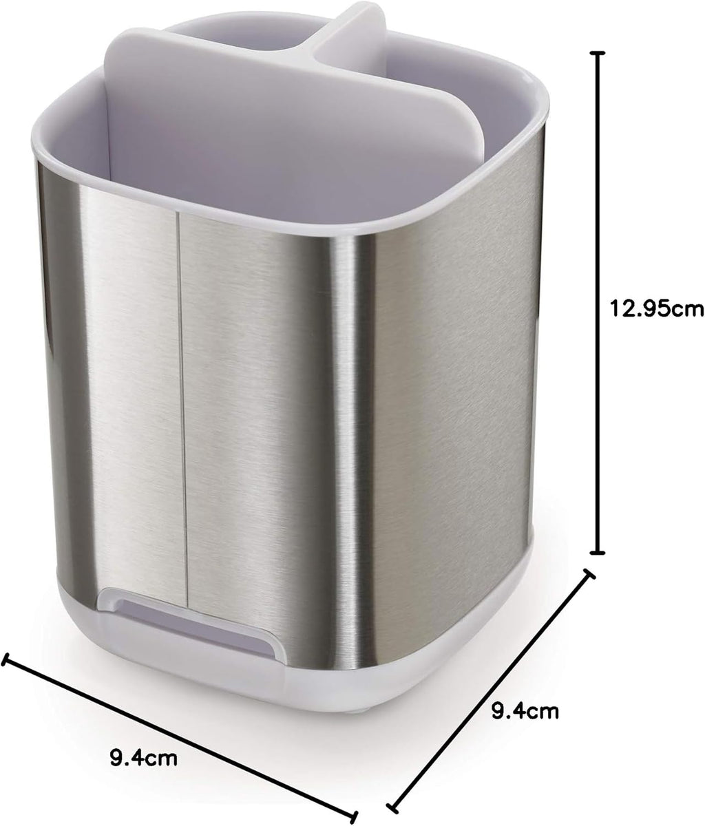 Joseph Joseph 70530 EasyStore Steel Toothbrush Caddy White Small Stainless Steel