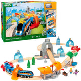 BRIO 33972 Action Tunnel Travel Set - Kids Creative Building Toys and Wooden Toy Train Sets and Wooden Tracks FSC 100% Sustainable | Smart-Tech Sound Tech Toy Full Set