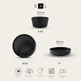 Stone Lain Celina Stoneware 12 Piece Dinnerware Set 2B BlackService For 4