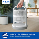 Philips Table Fan Series 2000, Powerful & Ultra-Quiet with SilentWings Technology, 23 db Air Circulator, Adjustable Tilt 180 degrees, 12h timer, for Bedroom, Home and Office, White (CX2050/00)