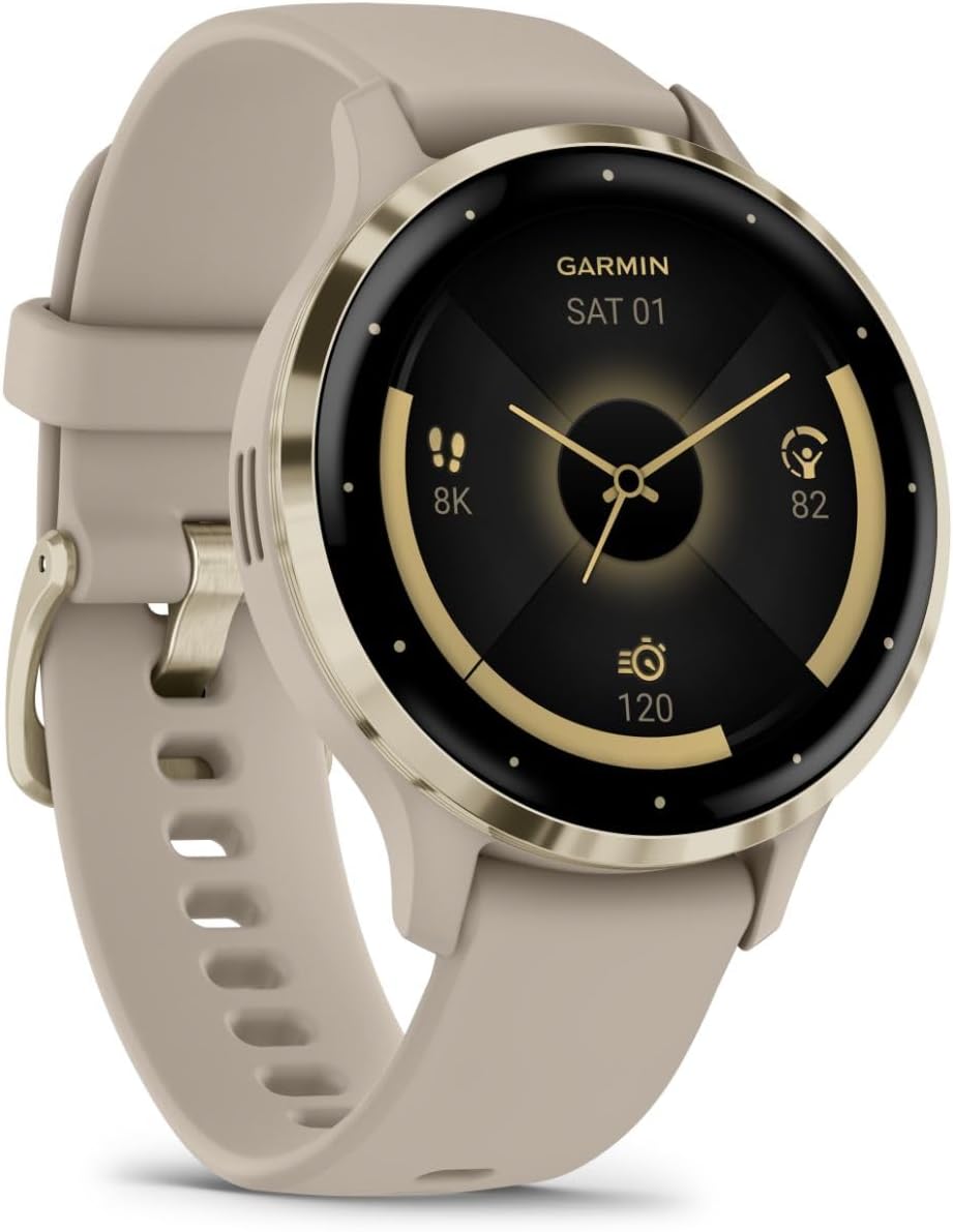 Garmin Venu 3S Health And Fitness GPS Smartwatch French Gray Soft Gold Main image