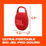 JBL Clip 5 - Ultra-Portable, Waterproof & Dustproof Bluetooth Speaker, Big Pro Sound with Punchy bass, Integrated Carabiner, Up to 12 Hours of Play, Made in Part with Recycled Materials Red