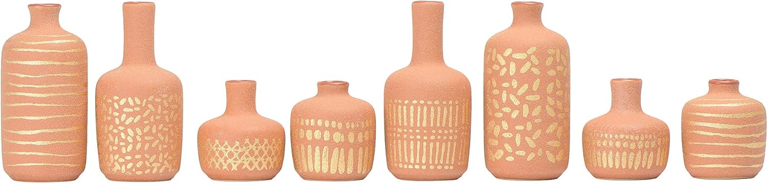 Main + Mesa Stoneware Vases with Gold Pattern, Set of 8 Secondary image