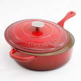 Crock Pot Artisan 3.5 Quart Enameled Cast Iron Deep Saute Pan Scarlet Red