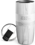 Simple Modern Travel Coffee Mug Tumbler with Flip Lid | Reusable Insulated Stainless Steel Cold Brew Iced Coffee Cup Thermos | Gifts for Women Men Him Her | Voyager Collection | 20oz | Carrara Marble