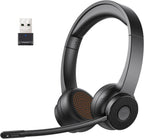 EKSA Wireless Headset, Bluetooth 5.2 Headset with Noise Cancelling Microphone & USB Dongle, 55H Playtime On Ear Headphone for Home Office, Remote Work, Call Center, Suitable for Phone PC Laptop Tablet