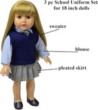 The New York Doll Collection Doll Back to School Set - Doll School Desk,School Supply Set for Dolls and School Uniform Clothing Fits 18 Inch Girl Dolls, E154