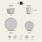 Stone Lain Jules Modern Stoneware 16Piece Round Dinnerware Set For 4 White