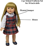 The New York Doll Collection Doll Back to School Set - Doll School Desk,School Supply Set for Dolls and School Uniform Clothing Fits 18 Inch Girl Dolls, E154