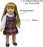 The New York Doll Collection Doll Back to School Set - Doll School Desk,School Supply Set for Dolls and School Uniform Clothing Fits 18 Inch Girl Dolls, E154