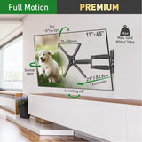 Barkan TV Wall Mount, 13-65 inch Full Motion Articulating - 4 Movement Long Premium Flat/Curved Screen Bracket, up to 80 lbs, Extremely Extendable,Fits LED OLED LCD