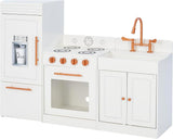 Teamson Kids Little Chef Paris Classic Kids Kitchen Playset with a Refrigerator, Stove, Oven, Sink, and Cupboard Space, White/Rose Gold, 44" x 11.75" x 31.75