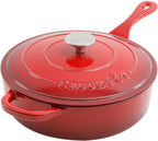 Crock Pot Artisan 3.5 Quart Enameled Cast Iron Deep Saute Pan Scarlet Red