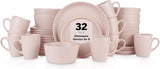 Stone Lain Albie Stoneware 32 Piece Modern Dinnerware Set For 8 Pink